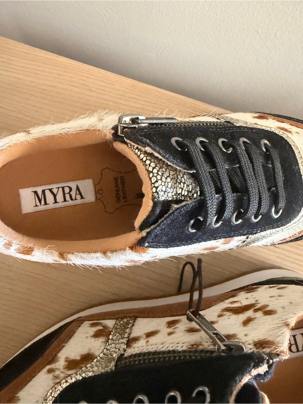 Myra Swift Cowhide Genuine Leather Sneakers Size 6 | Side Zip | NWOT - Picture 6 of 10